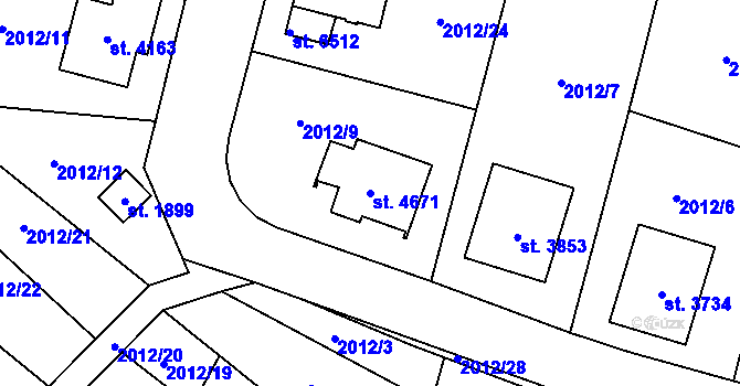Parcela st. 4671 v KÚ Klatovy, Katastrální mapa