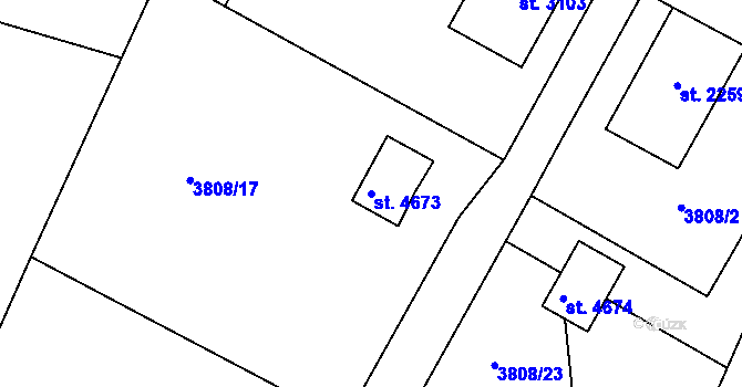 Parcela st. 4673 v KÚ Klatovy, Katastrální mapa