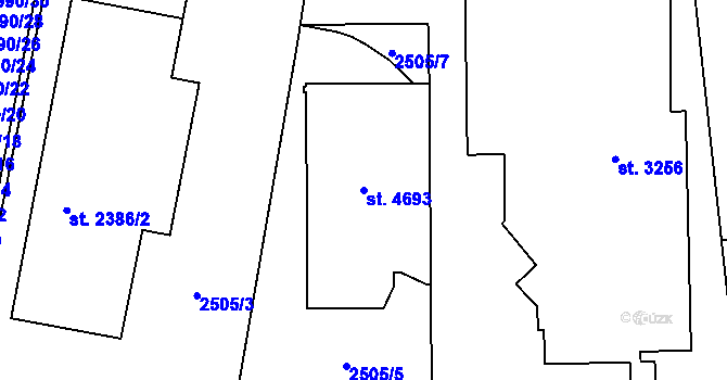 Parcela st. 4693 v KÚ Klatovy, Katastrální mapa