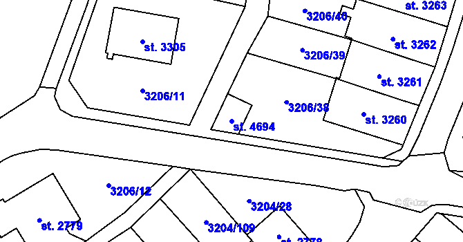 Parcela st. 4694 v KÚ Klatovy, Katastrální mapa