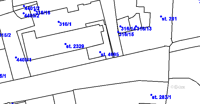Parcela st. 4695 v KÚ Klatovy, Katastrální mapa