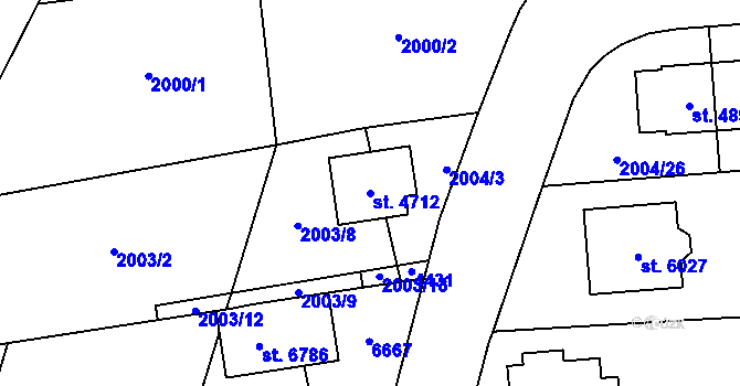 Parcela st. 4712 v KÚ Klatovy, Katastrální mapa