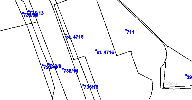 Parcela st. 4716 v KÚ Klatovy, Katastrální mapa
