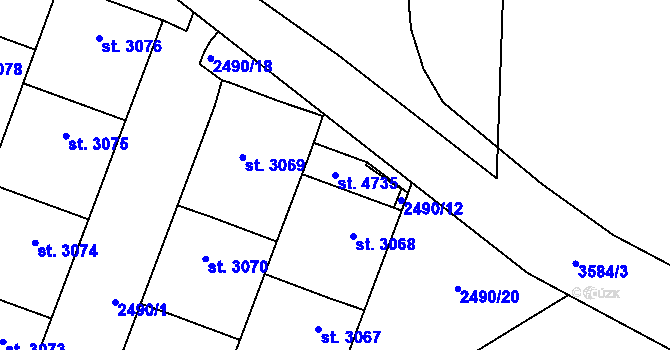 Parcela st. 4735 v KÚ Klatovy, Katastrální mapa