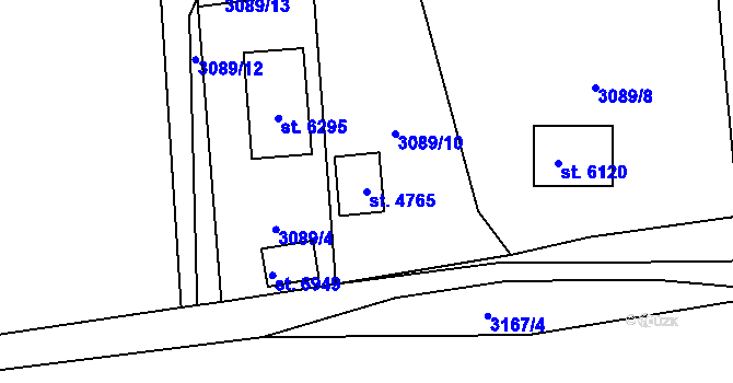 Parcela st. 4765 v KÚ Klatovy, Katastrální mapa