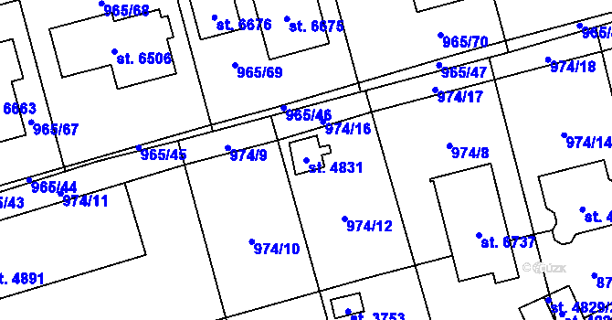 Parcela st. 4831 v KÚ Klatovy, Katastrální mapa