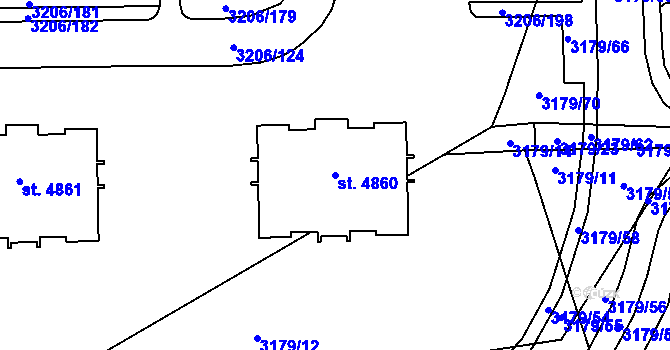 Parcela st. 4860 v KÚ Klatovy, Katastrální mapa