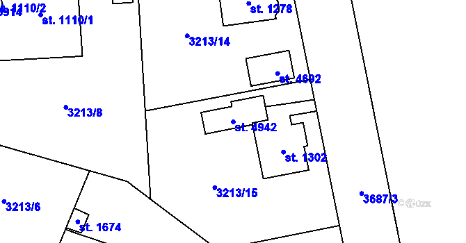 Parcela st. 4942 v KÚ Klatovy, Katastrální mapa