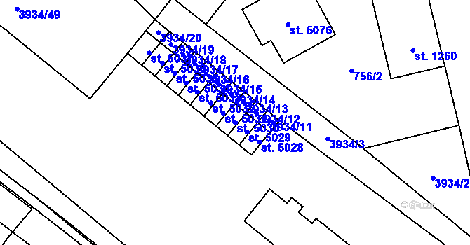 Parcela st. 5030 v KÚ Klatovy, Katastrální mapa