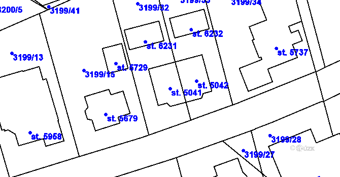 Parcela st. 5041 v KÚ Klatovy, Katastrální mapa