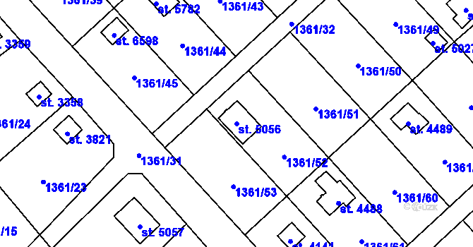 Parcela st. 5056 v KÚ Klatovy, Katastrální mapa