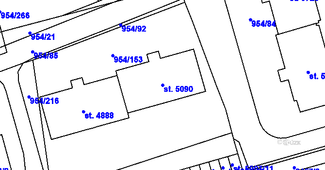 Parcela st. 5090 v KÚ Klatovy, Katastrální mapa