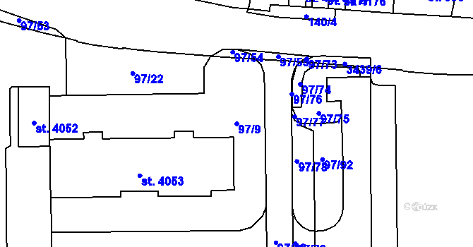 Parcela st. 97/9 v KÚ Klatovy, Katastrální mapa