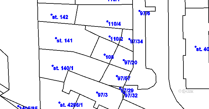 Parcela st. 108 v KÚ Klatovy, Katastrální mapa