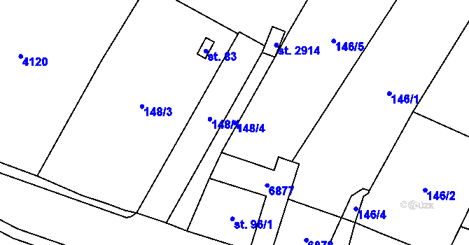 Parcela st. 148/4 v KÚ Klatovy, Katastrální mapa