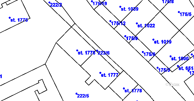 Parcela st. 222/6 v KÚ Klatovy, Katastrální mapa