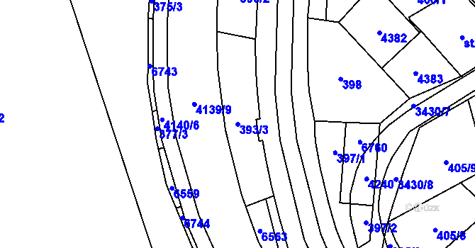 Parcela st. 393/3 v KÚ Klatovy, Katastrální mapa