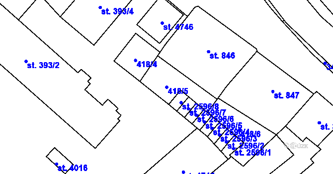 Parcela st. 418/5 v KÚ Klatovy, Katastrální mapa