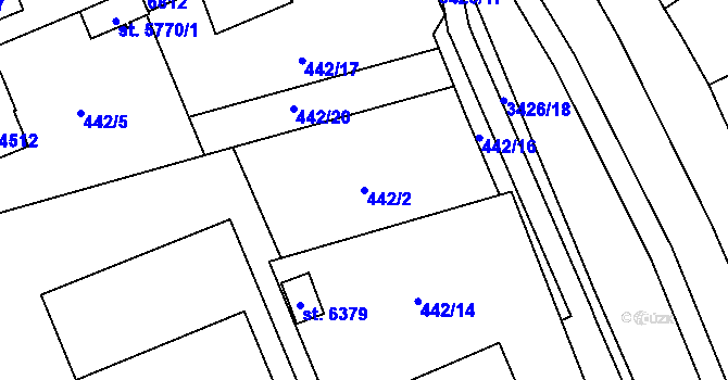 Parcela st. 442/2 v KÚ Klatovy, Katastrální mapa