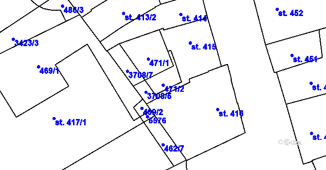 Parcela st. 471/2 v KÚ Klatovy, Katastrální mapa
