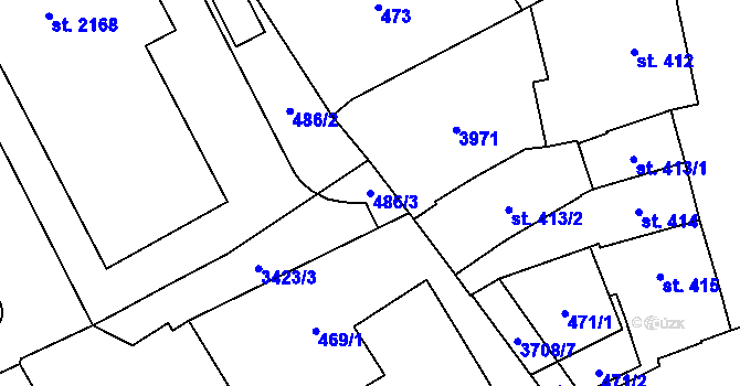 Parcela st. 486/3 v KÚ Klatovy, Katastrální mapa