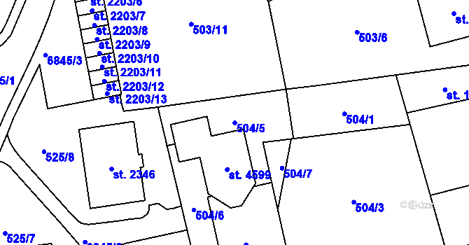 Parcela st. 504/5 v KÚ Klatovy, Katastrální mapa