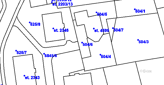 Parcela st. 504/6 v KÚ Klatovy, Katastrální mapa