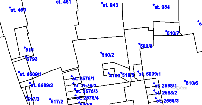 Parcela st. 510/2 v KÚ Klatovy, Katastrální mapa