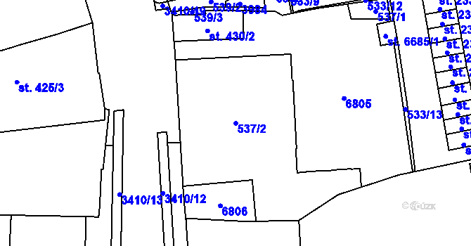 Parcela st. 537/2 v KÚ Klatovy, Katastrální mapa