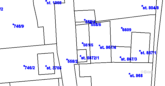 Parcela st. 561/5 v KÚ Klatovy, Katastrální mapa
