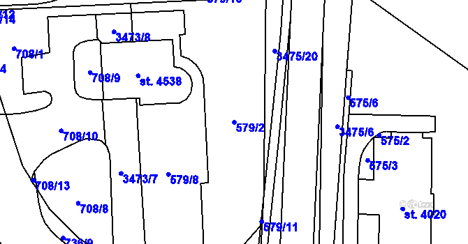 Parcela st. 579/2 v KÚ Klatovy, Katastrální mapa