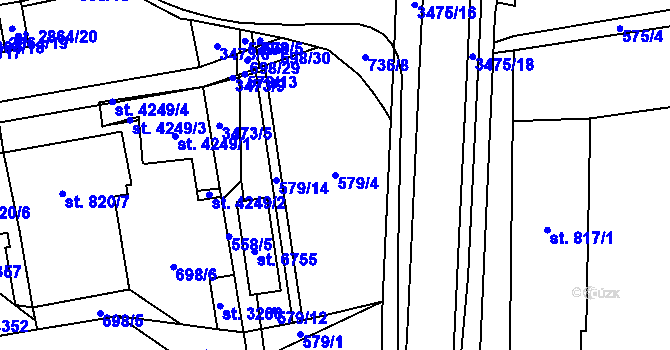 Parcela st. 579/4 v KÚ Klatovy, Katastrální mapa
