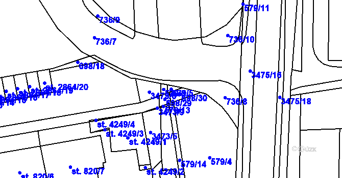 Parcela st. 579/5 v KÚ Klatovy, Katastrální mapa