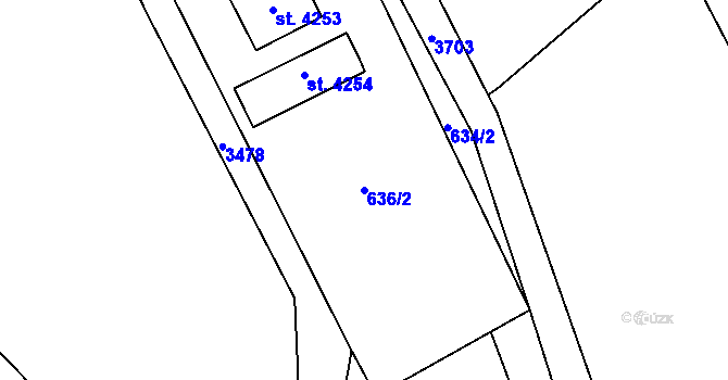 Parcela st. 636/2 v KÚ Klatovy, Katastrální mapa