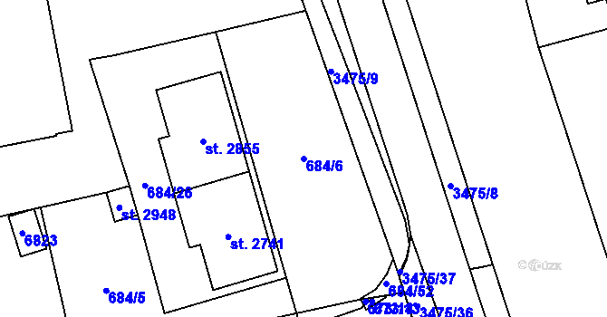 Parcela st. 684/6 v KÚ Klatovy, Katastrální mapa