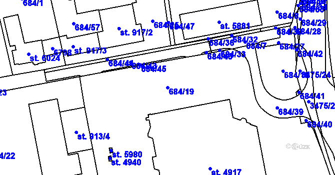 Parcela st. 684/19 v KÚ Klatovy, Katastrální mapa