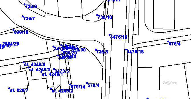 Parcela st. 736/8 v KÚ Klatovy, Katastrální mapa