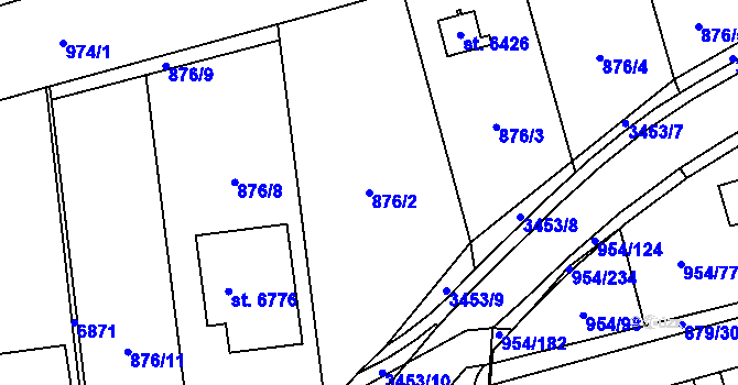 Parcela st. 876/2 v KÚ Klatovy, Katastrální mapa