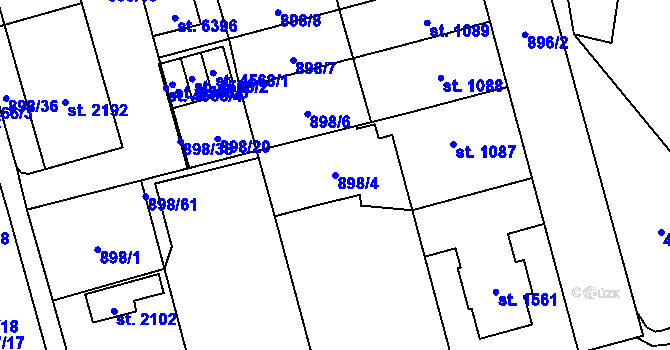 Parcela st. 898/4 v KÚ Klatovy, Katastrální mapa