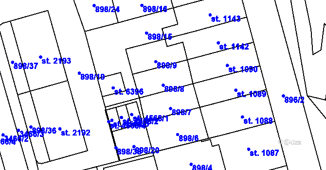 Parcela st. 898/8 v KÚ Klatovy, Katastrální mapa