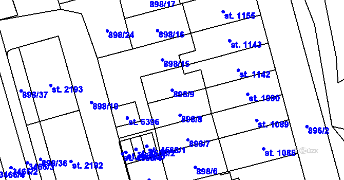 Parcela st. 898/9 v KÚ Klatovy, Katastrální mapa