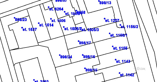 Parcela st. 898/17 v KÚ Klatovy, Katastrální mapa