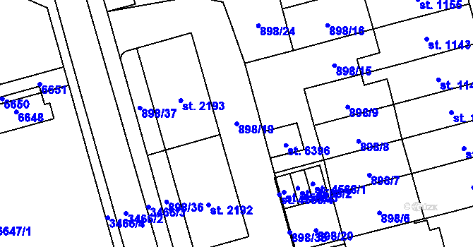 Parcela st. 898/19 v KÚ Klatovy, Katastrální mapa