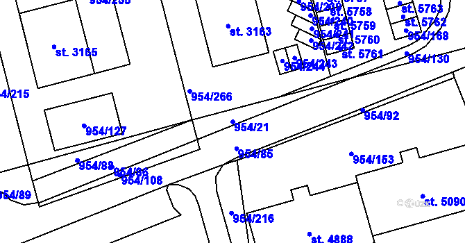 Parcela st. 954/21 v KÚ Klatovy, Katastrální mapa
