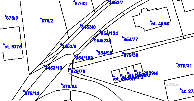 Parcela st. 954/98 v KÚ Klatovy, Katastrální mapa