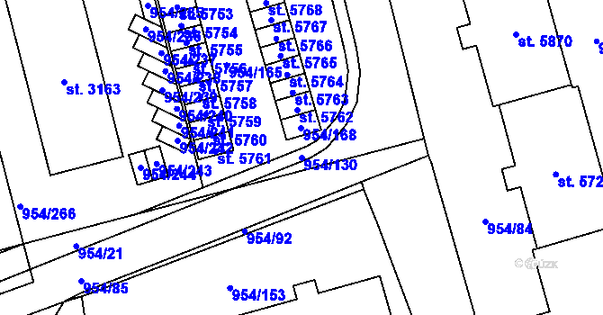 Parcela st. 954/130 v KÚ Klatovy, Katastrální mapa