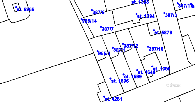 Parcela st. 955/3 v KÚ Klatovy, Katastrální mapa