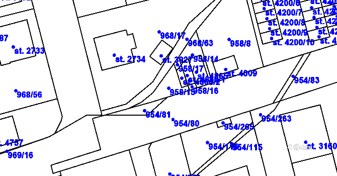Parcela st. 958/15 v KÚ Klatovy, Katastrální mapa