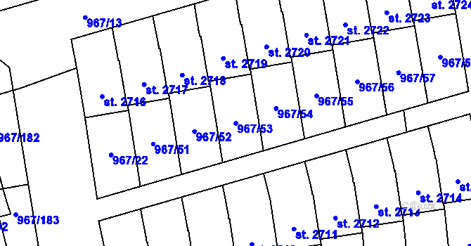 Parcela st. 967/53 v KÚ Klatovy, Katastrální mapa