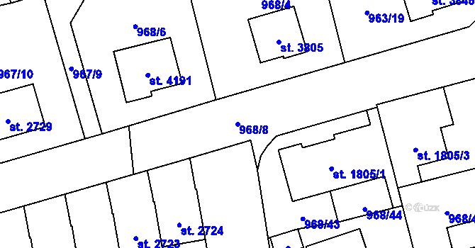 Parcela st. 968/8 v KÚ Klatovy, Katastrální mapa